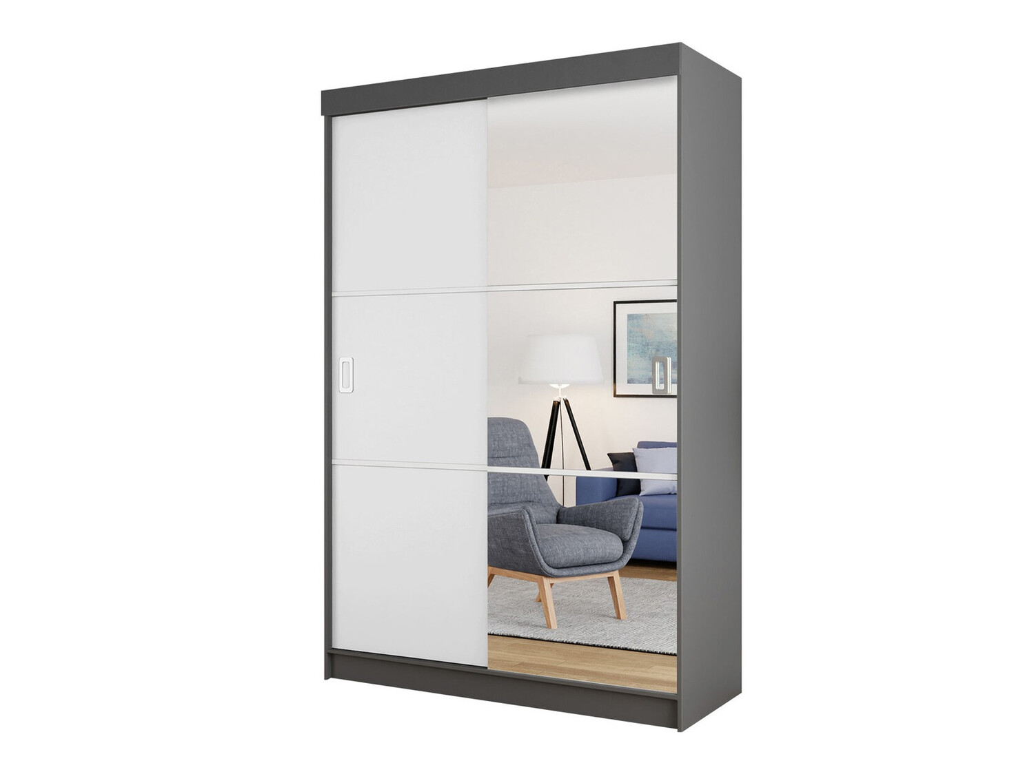 Garderobna omara Dover 111 (Grafit + Bela)