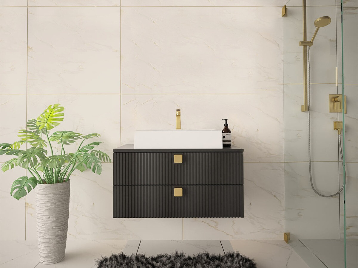 Viseča kopalniška omarica za umivalnik Orlvera 102 (Črna)