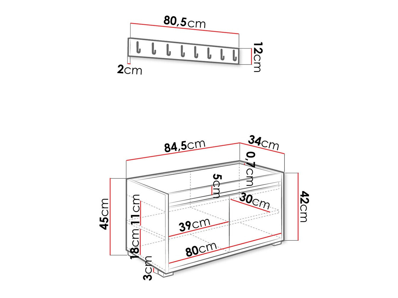 Komplet za predsobo Comfivo Pinus IV (Bela + Manila 04)