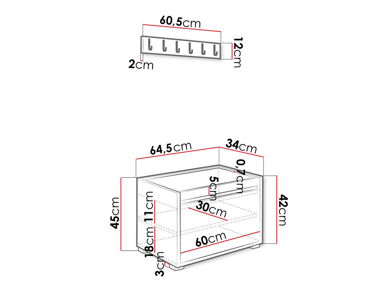 Komplet za predsobo Comfivo Pinus IX (Bela + Manila 04)