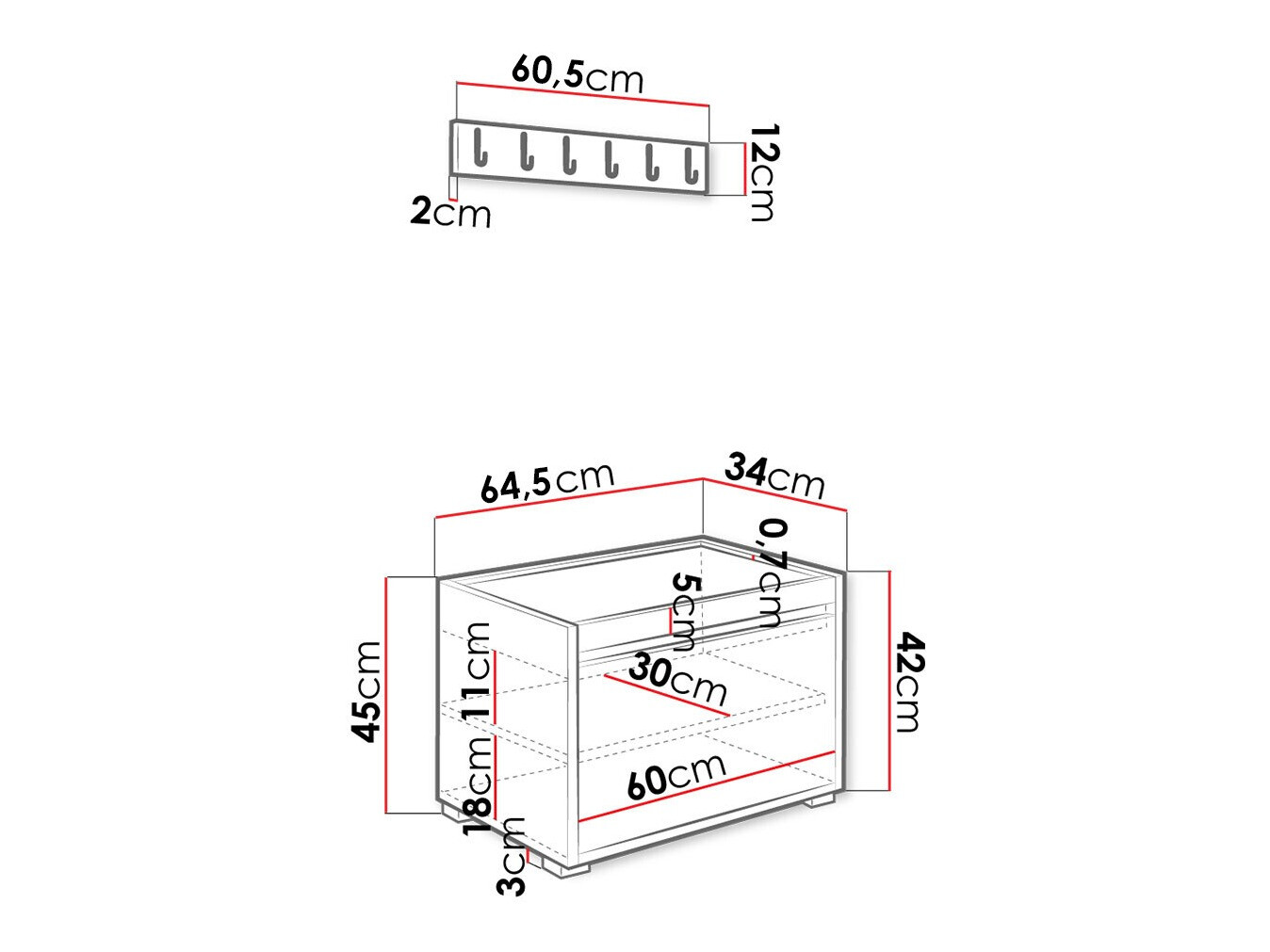 Komplet za predsobo Comfivo Pinus V (Bela + Manila 04)