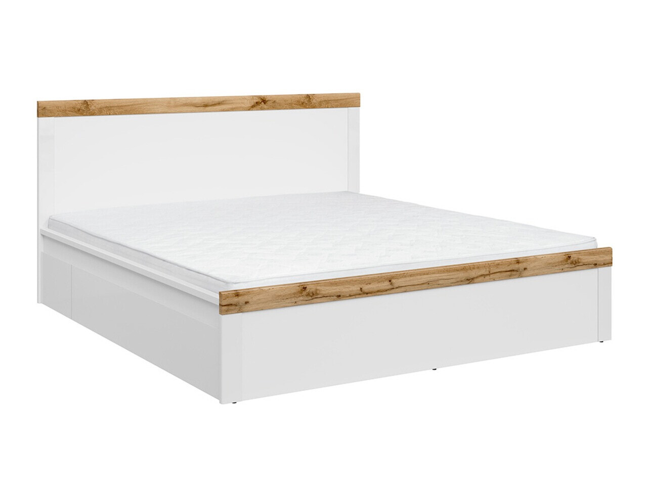 Postelja Sonsoru 115 (Bela + Sijaj bela + Wotan hrast)