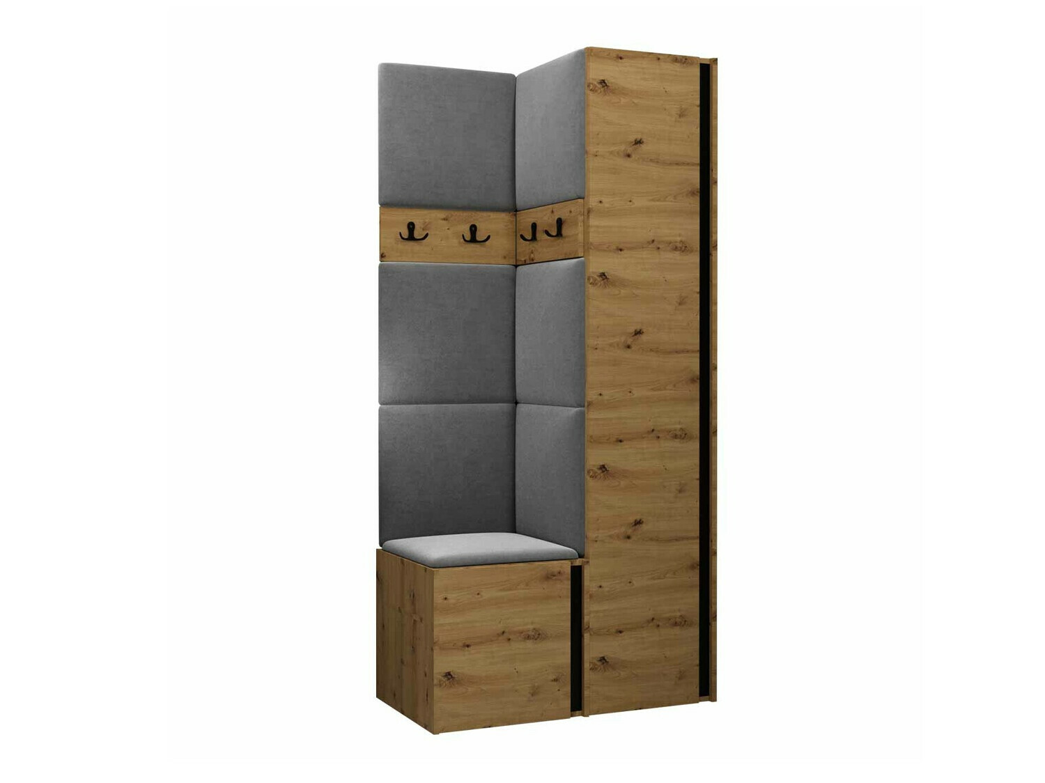 Komplet za predsobo Pinis XXIV (Artisan hrast + Črna)