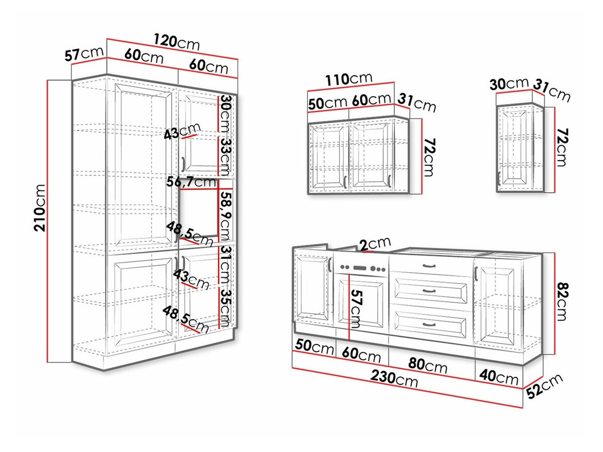 Modularni kuhinjski komplet Retro Grey 149