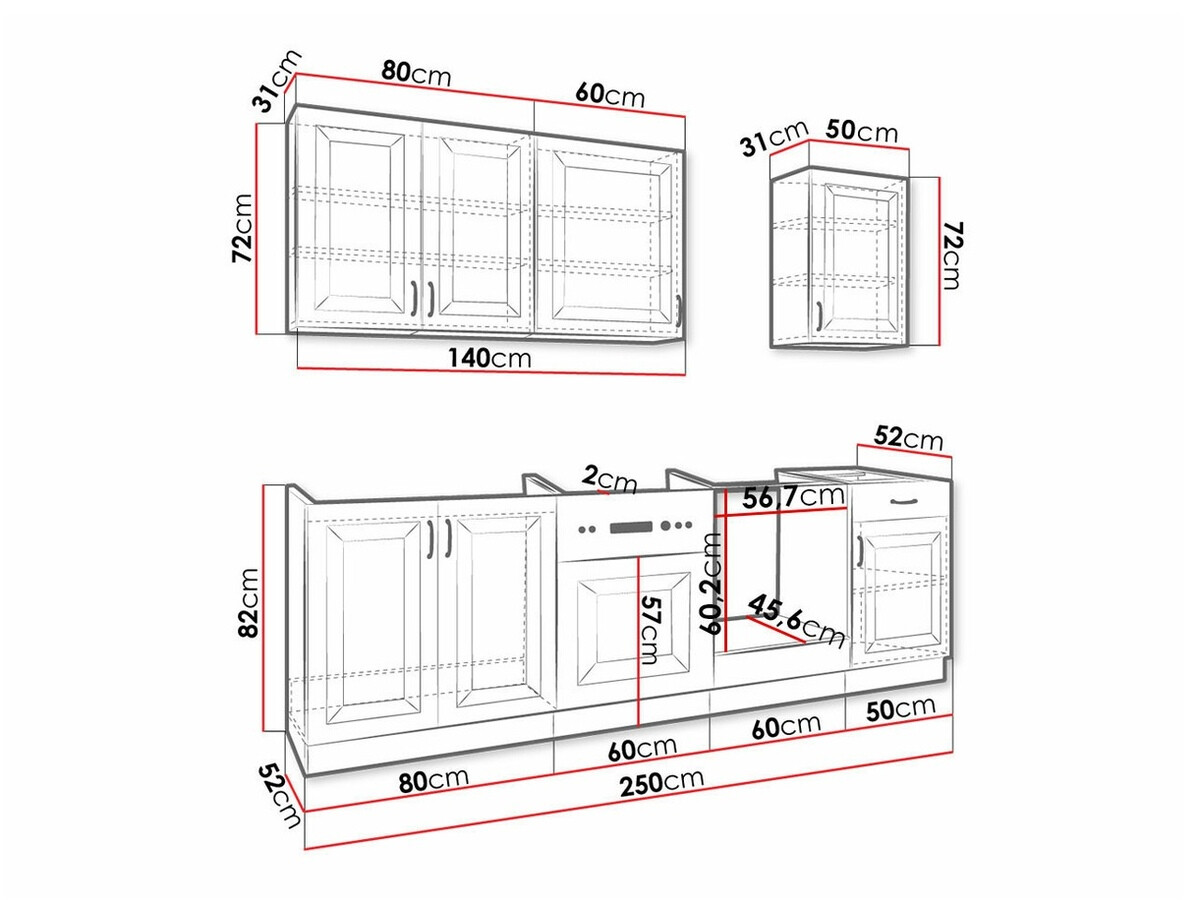 Modularni kuhinjski komplet Retro Grey 150