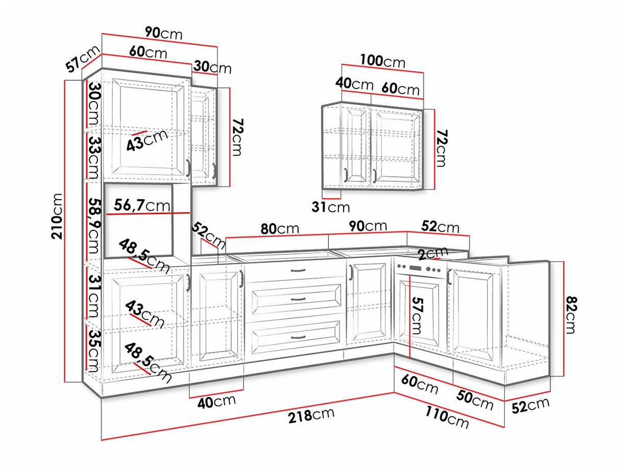Modularni kuhinjski komplet Retro White 148