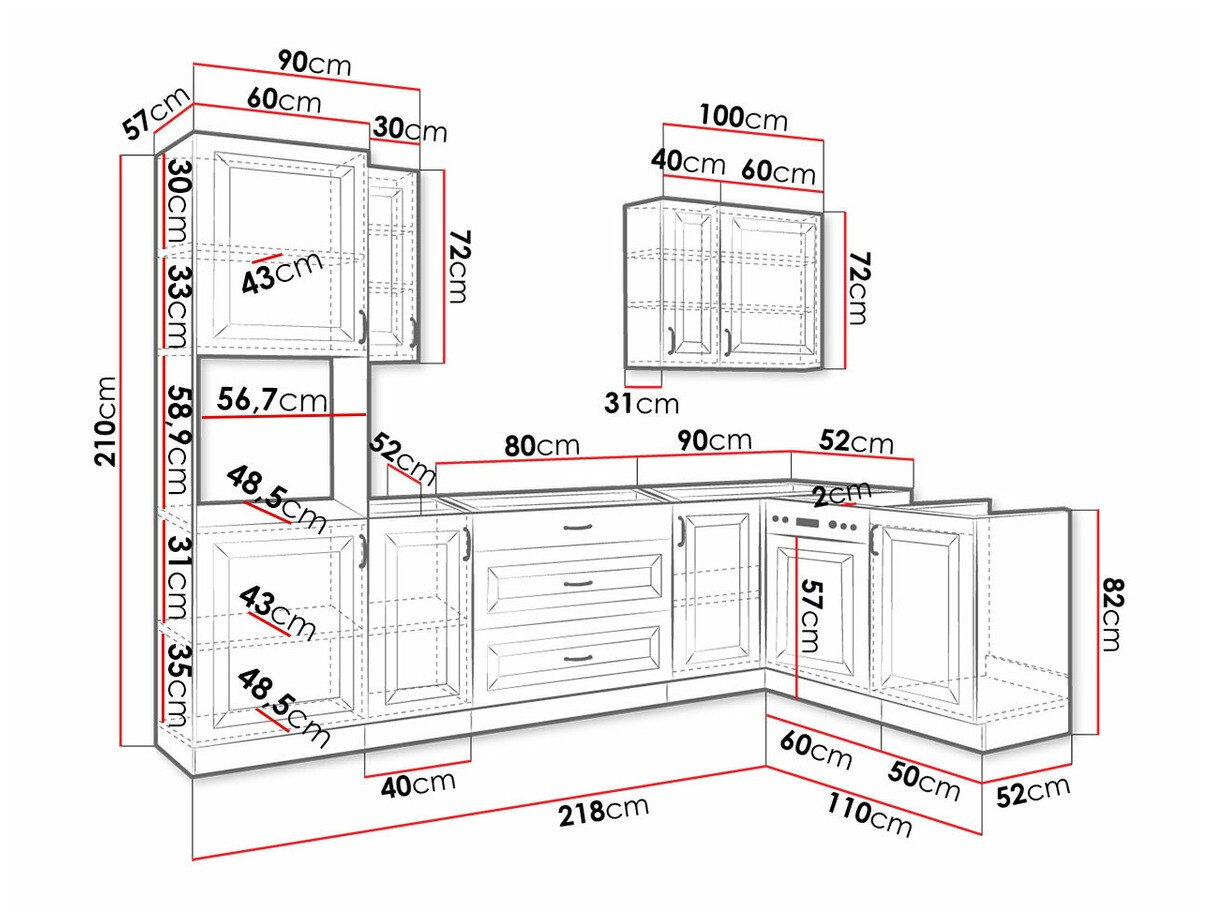 Modularni kuhinjski komplet Retro White 148