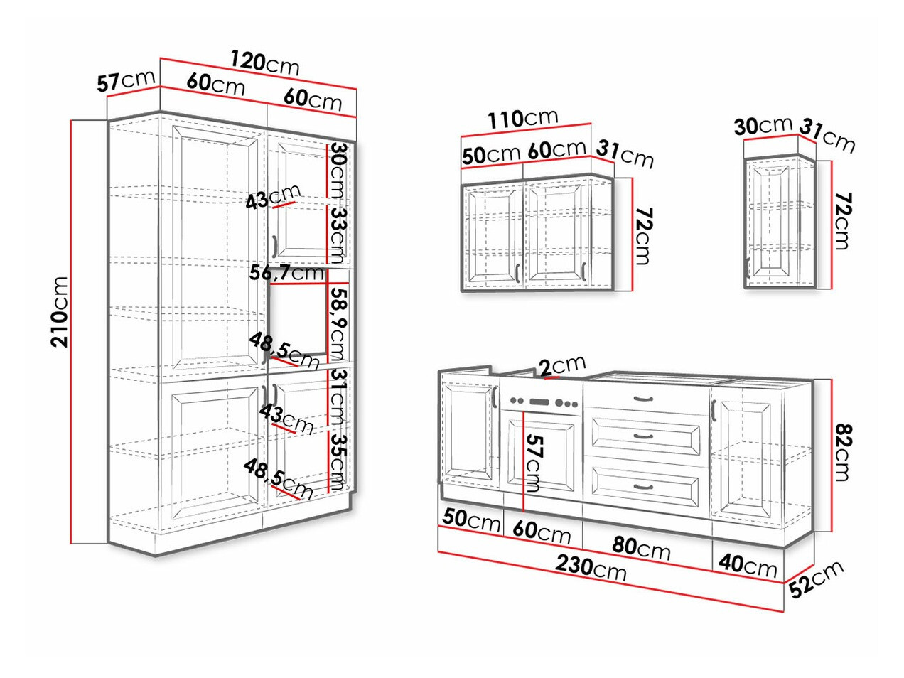 Modularni kuhinjski komplet Retro White 149