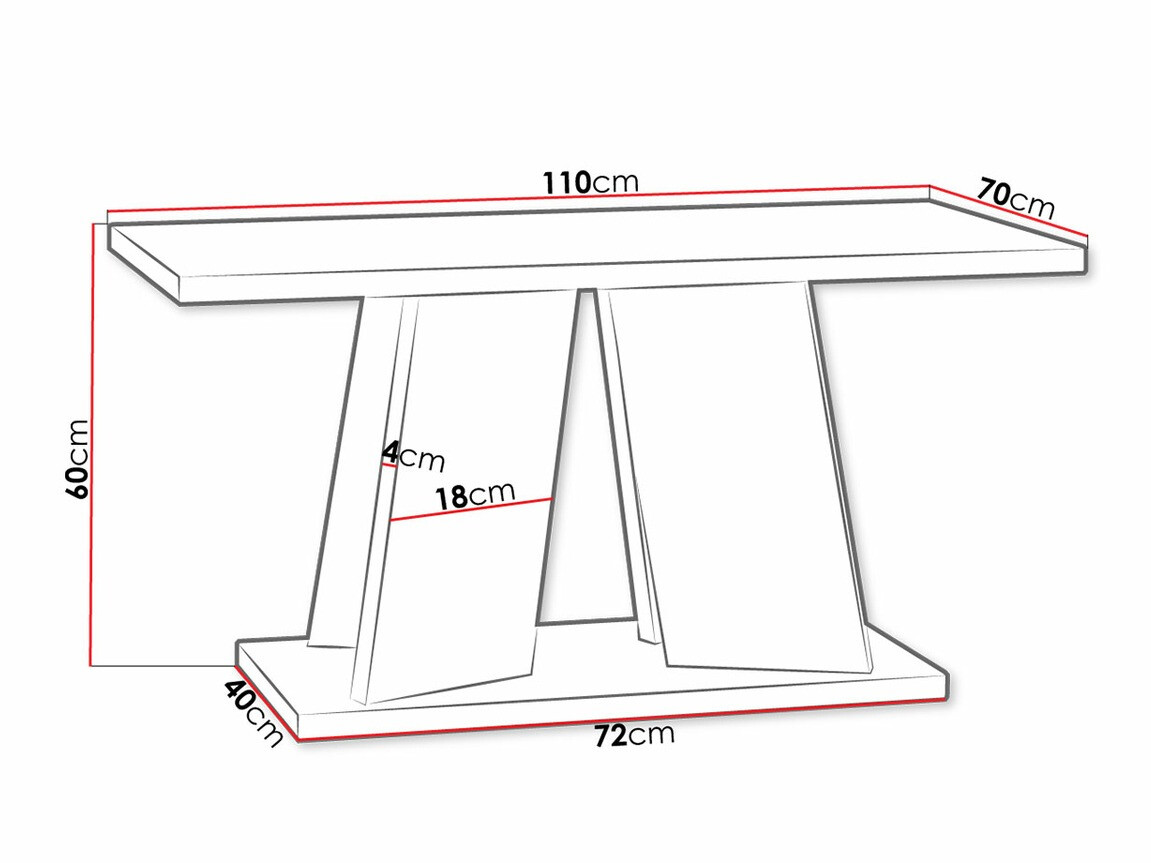 Klubska mizica Goodyear 108 (Sijaj bela + Beton)