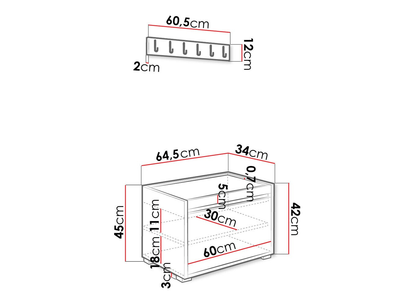 Komplet za predsobo Comfivo Pinus VII (Bela + Manila 04)