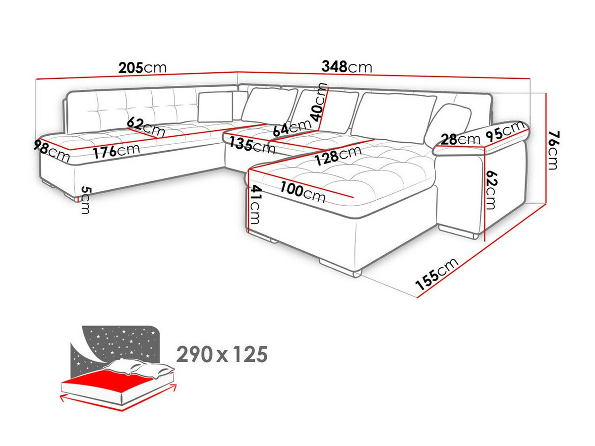 Kotna garnitura Comfivo 140 (Lux 06 + Lux 06 + Lux 05)