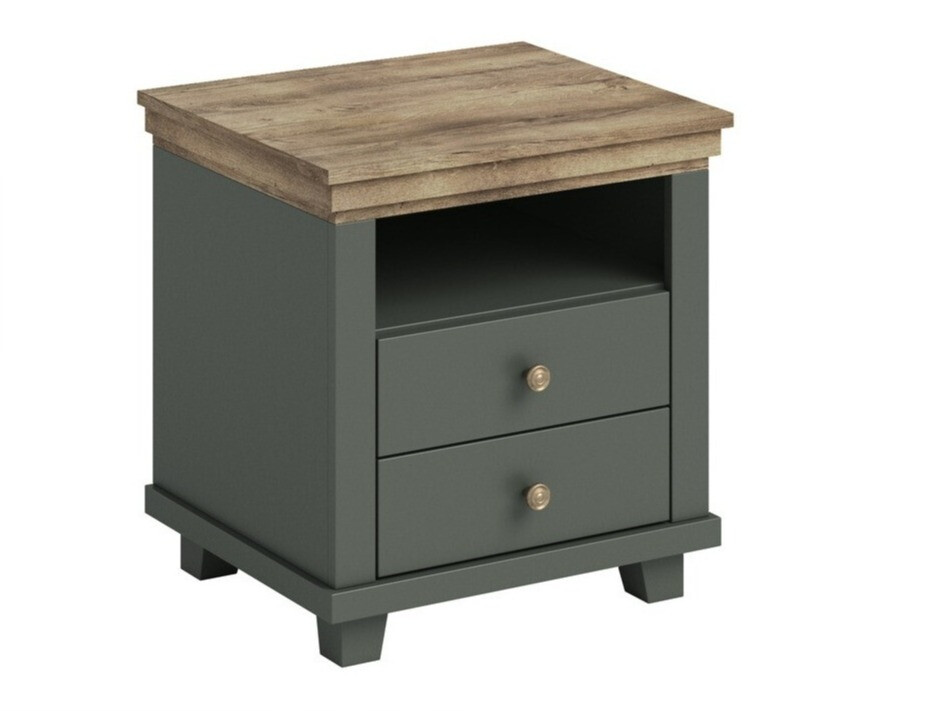 Nočna omarica Tolnue 117 (Temno zelena + Hrast lefkas)