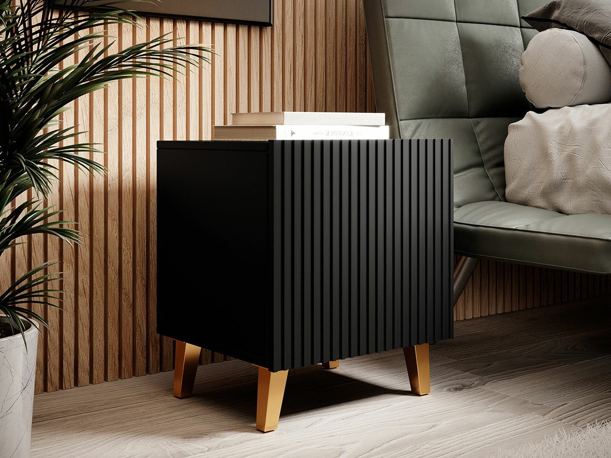 Nočna omarica Levmari 107 (Črna + Zlata) (2kos)