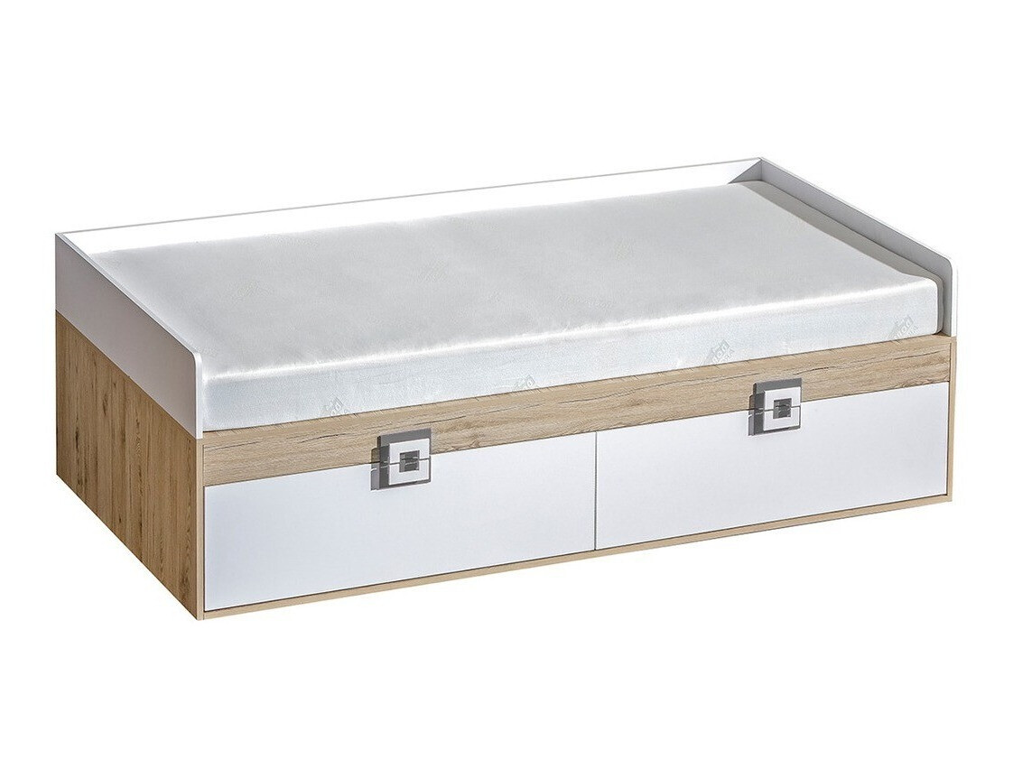 Postelja Balvire 113 (Lahki hrast + Bela + Siva)