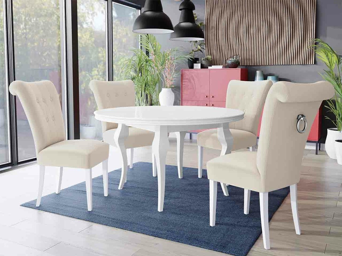 Jedilniški komplet Racine 143 (Bela + Magic Velvet 2250)