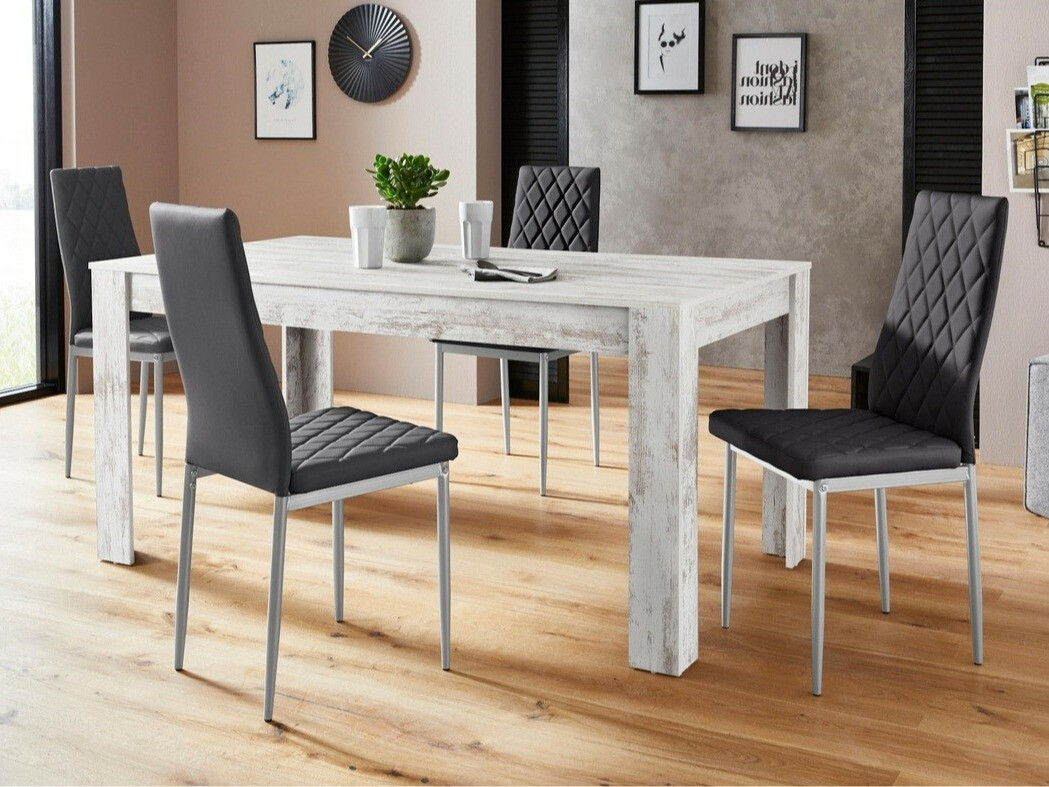 Jedilniški komplet Denton 602 (Črna + Srebrna)