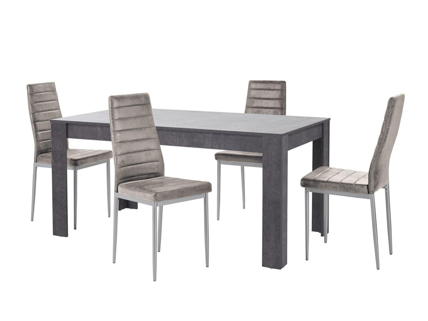 Jedilniški komplet Denton 605 (Srebrna + Svetlo siva)