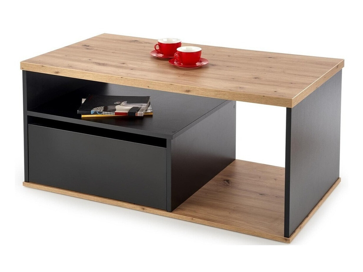 Klubska mizica Houston 954 (Wotan hrast + Črna)