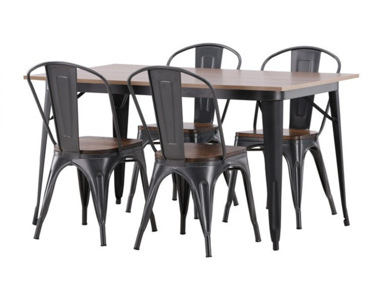 Jedilniški komplet Dallas 3366 (Oreh + Temno siva)