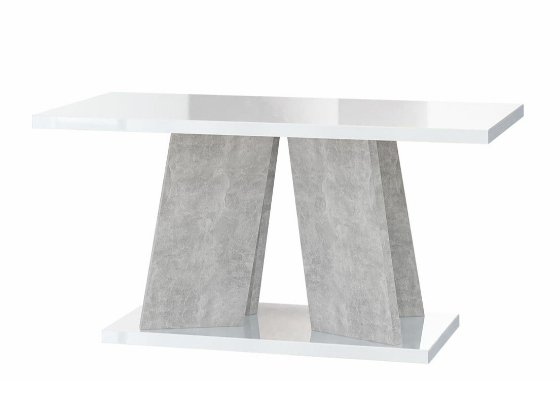 Klubska mizica Goodyear 108 (Sijaj bela + Beton)