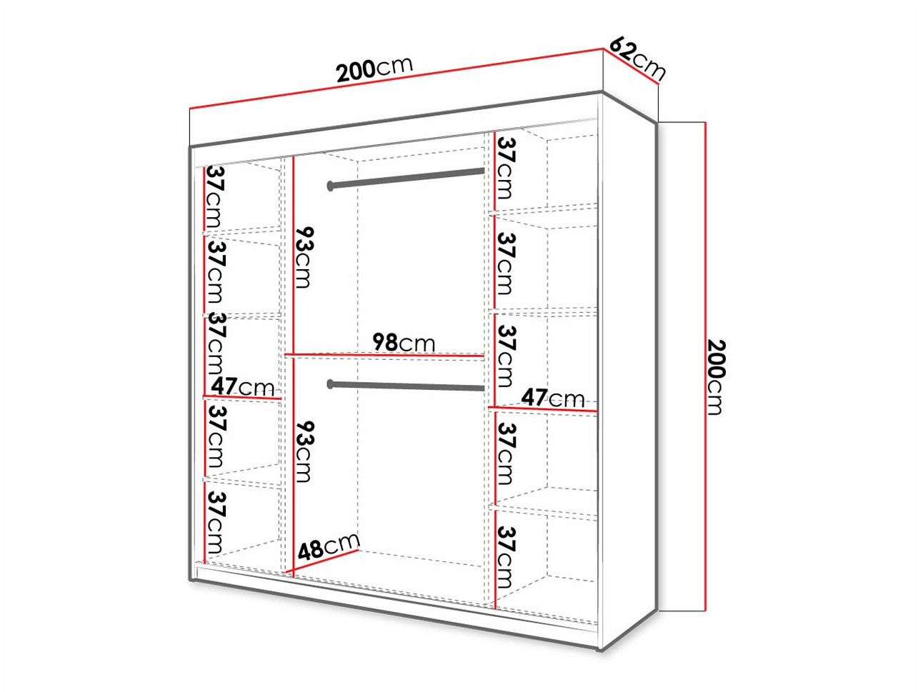 Garderobna omara Hartford 400 (Črna)