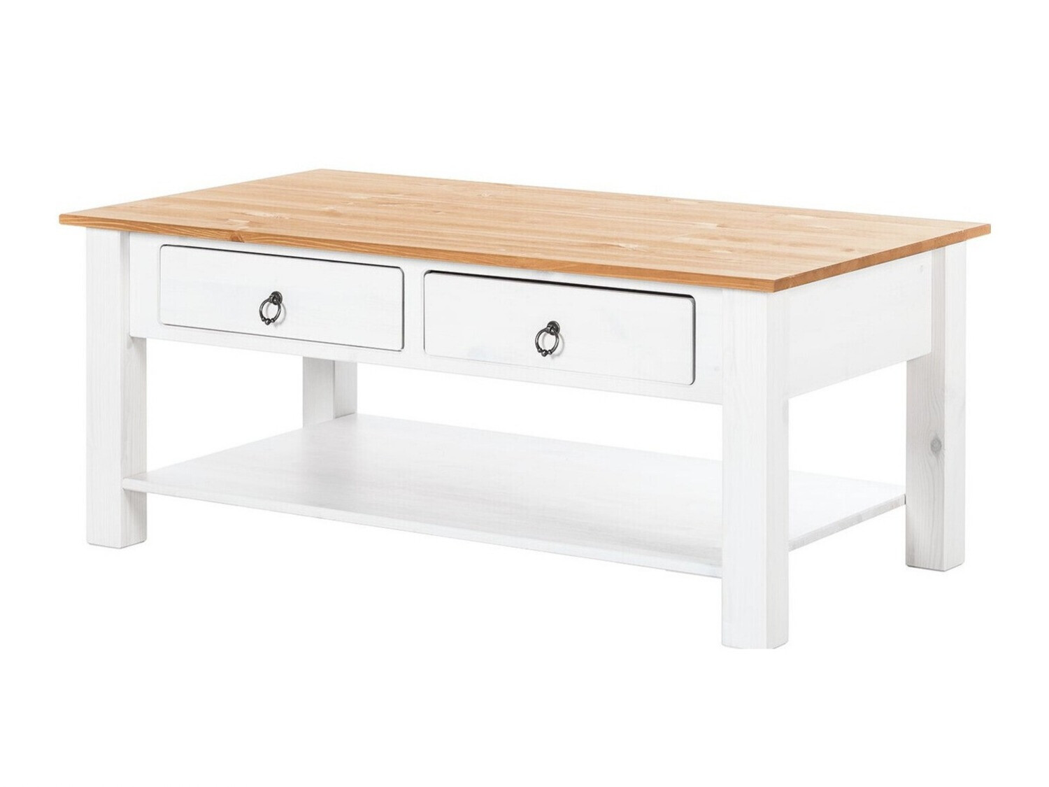 Klubska mizica Denton 120 (Bela + Medeni hrast)