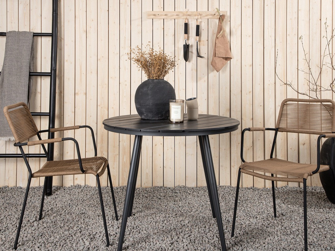 Komplet mize in stolov Dallas 3784 (Svetlo rjava + Črna)