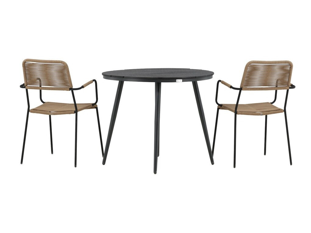 Komplet mize in stolov Dallas 3784 (Svetlo rjava + Črna)