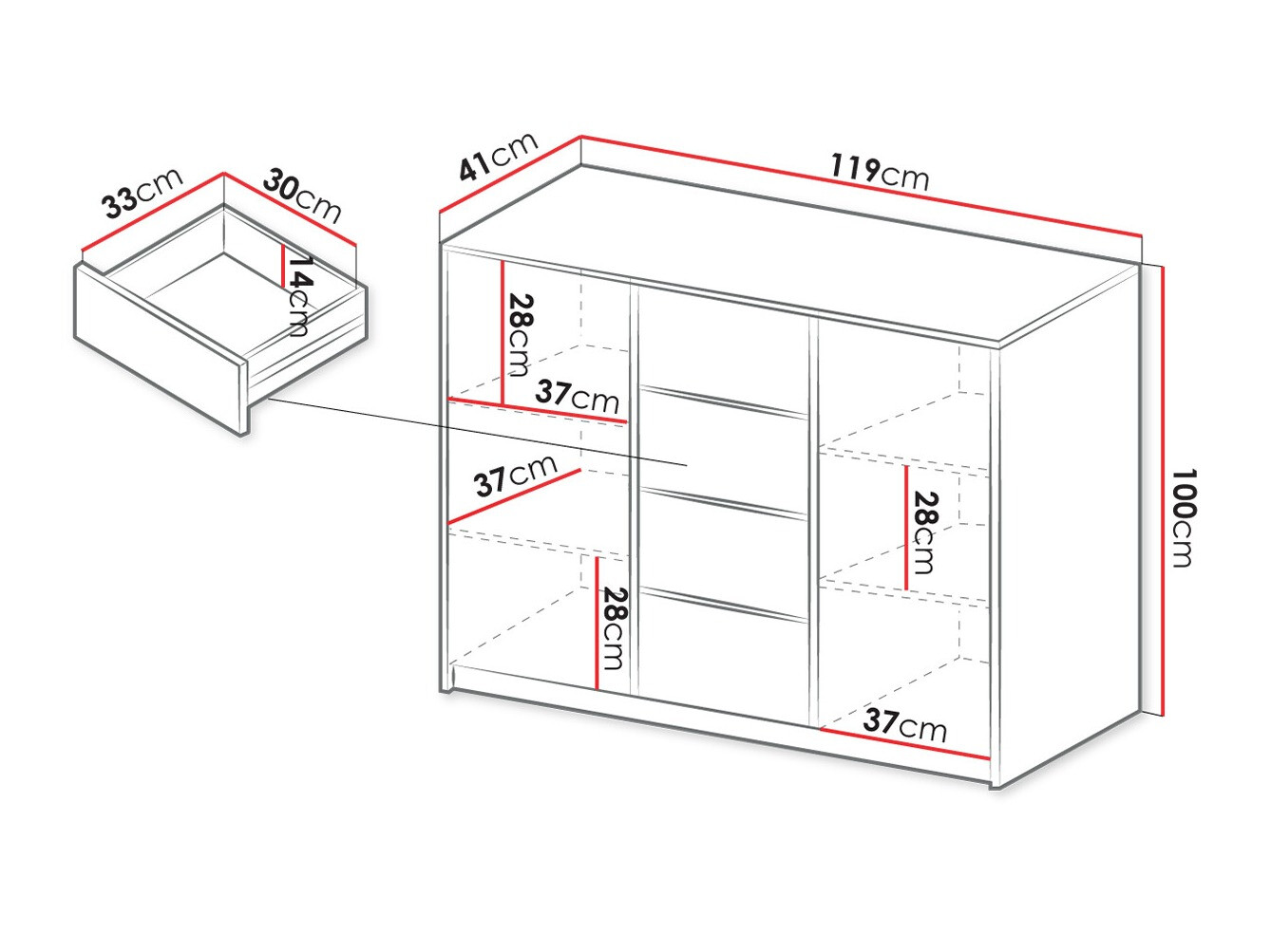 Komoda Hartford 425 (Bela)