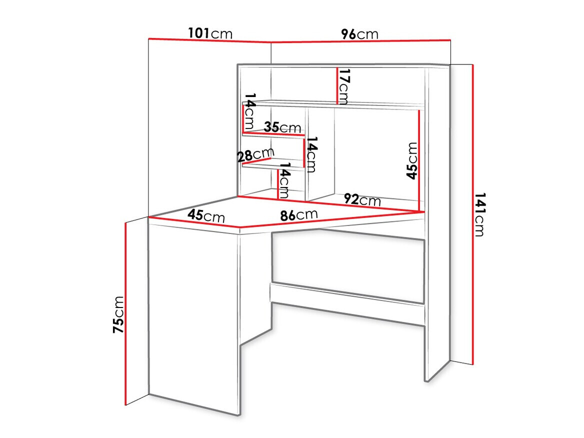 Kotna pisalna miza Claral (Bela)