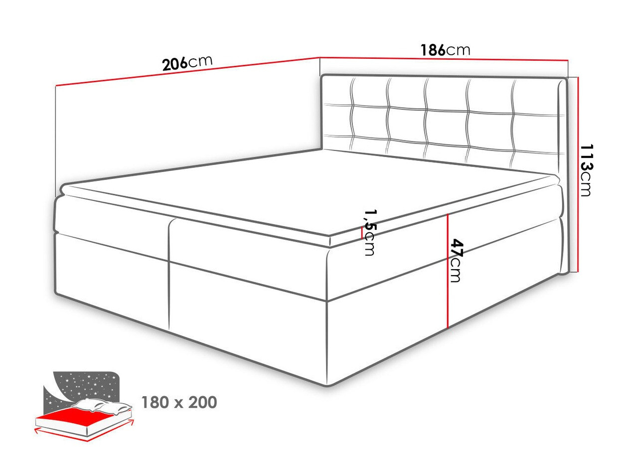 Boxspring postelja Comfivo 195 (Muna 08)