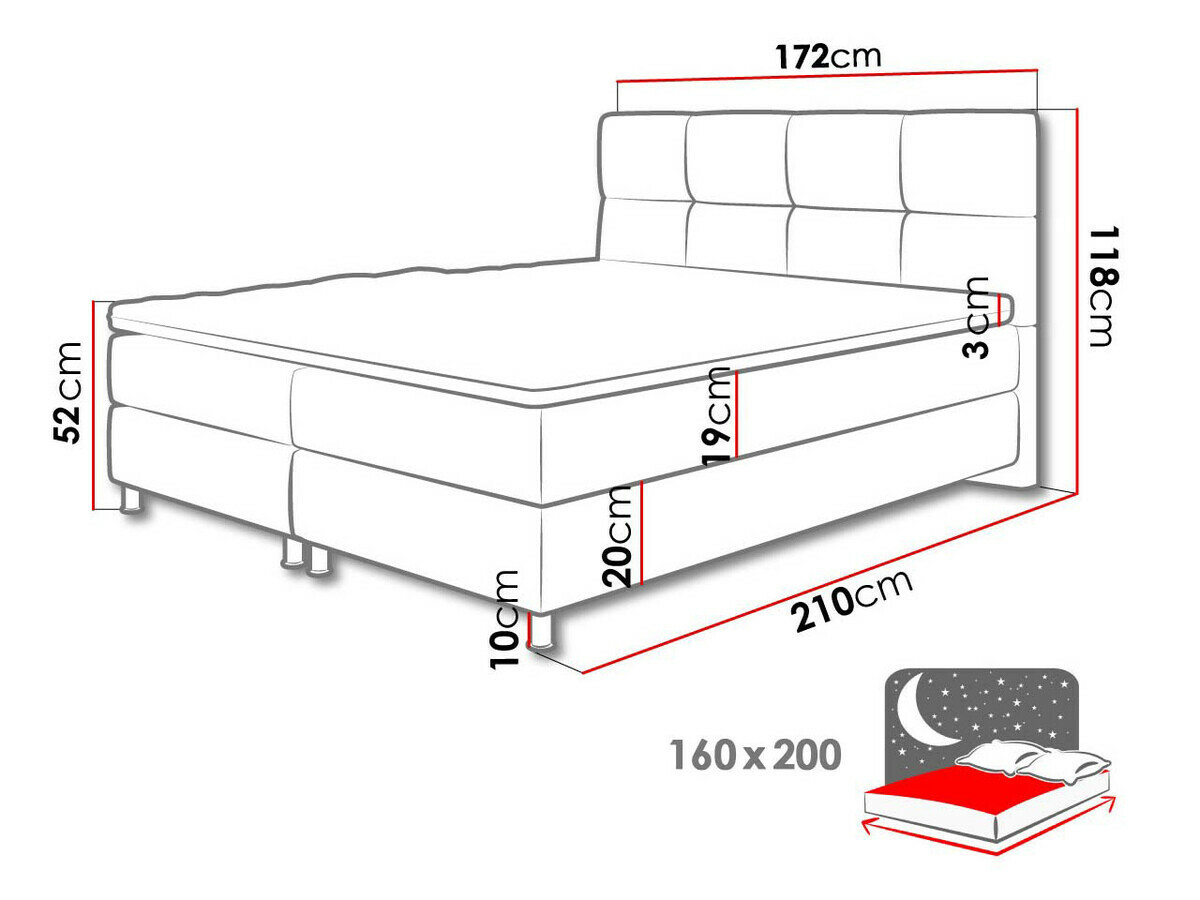 Boxspring postelja ComfiDream Aelion (Sawana 80)