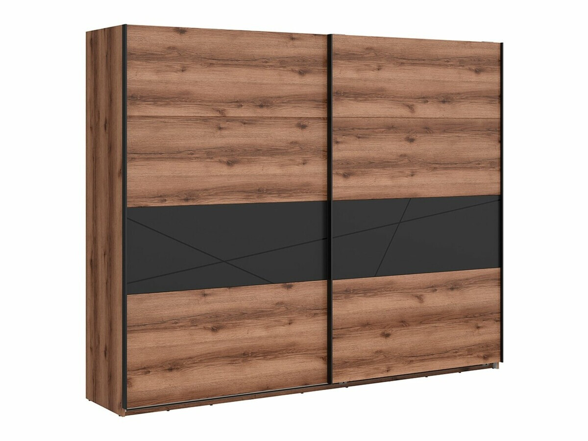 Garderobna omara Fivale 124 (Temni delano hrast + Mat črna)