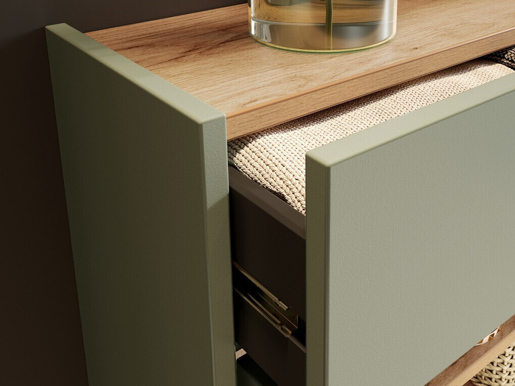 Regal za čevlje Cirsale 102 (Prašno zelena + Navarra hrast)