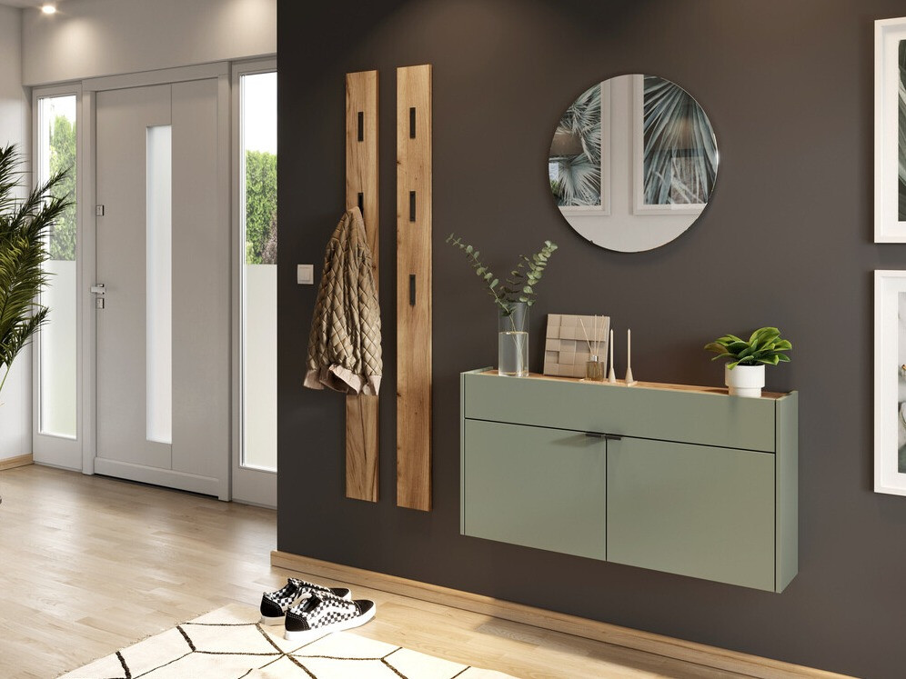 Regal za čevlje Cirsale 102 (Prašno zelena + Navarra hrast)