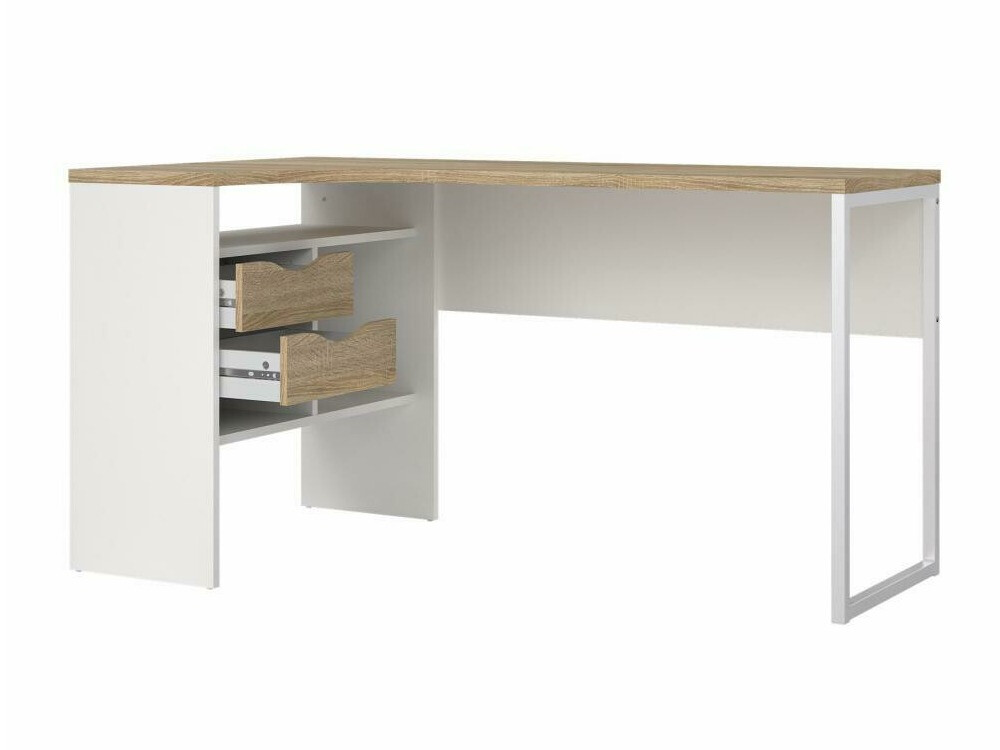 Kotna pisalna miza Tustin 201 (Bela + Hrast)