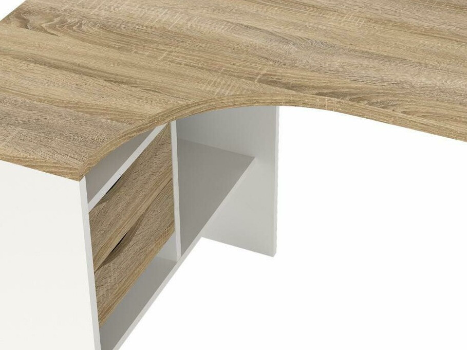 Kotna pisalna miza Tustin 201 (Bela + Hrast)