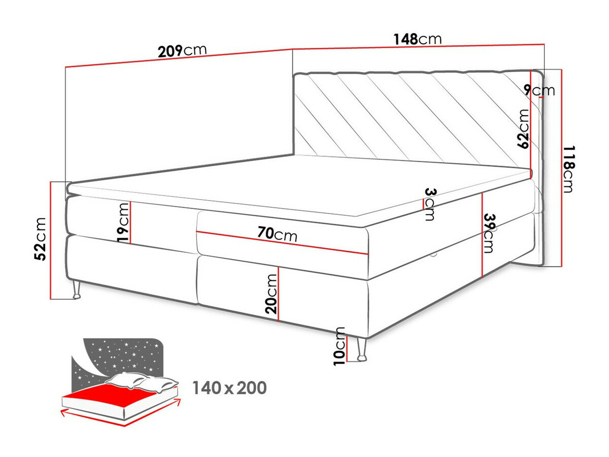 Boxspring postelja ComfiDream Onaona (Fresh 13)