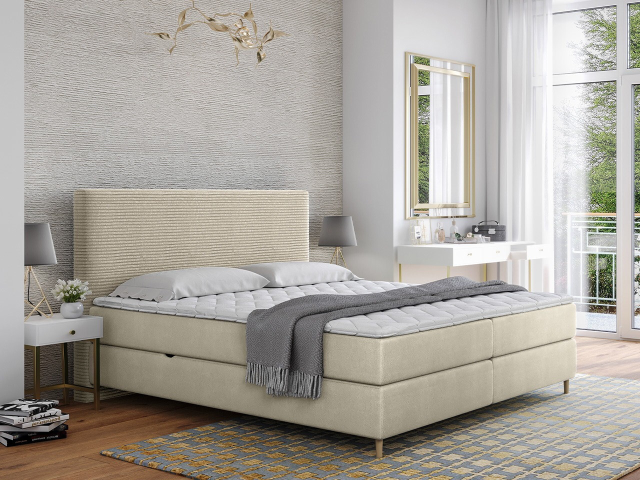 Boxspring postelja ComfiDream Miraara (Poso 100 + Paros 01)