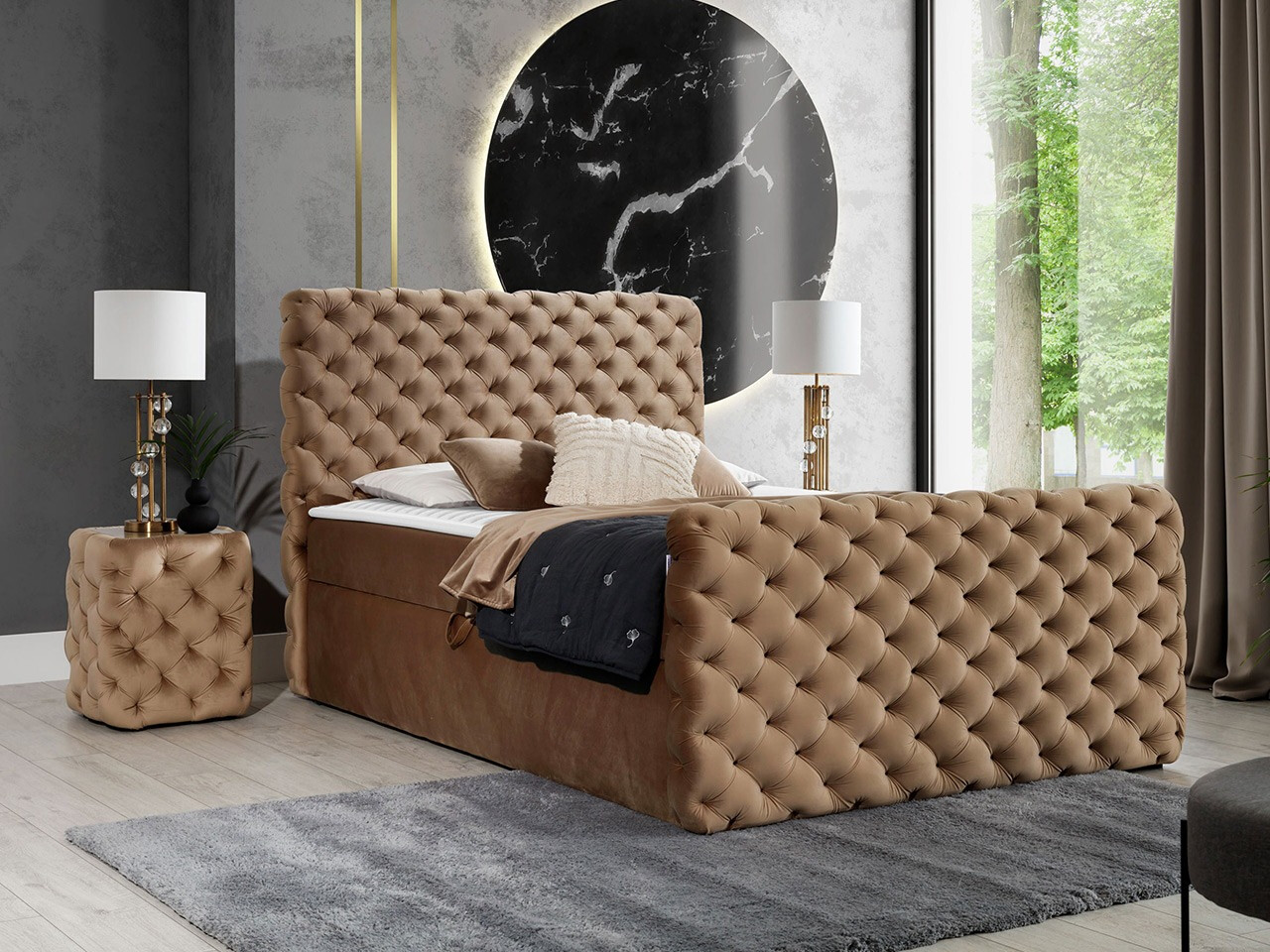 Boxspring postelja Lac I (Velluto 30)