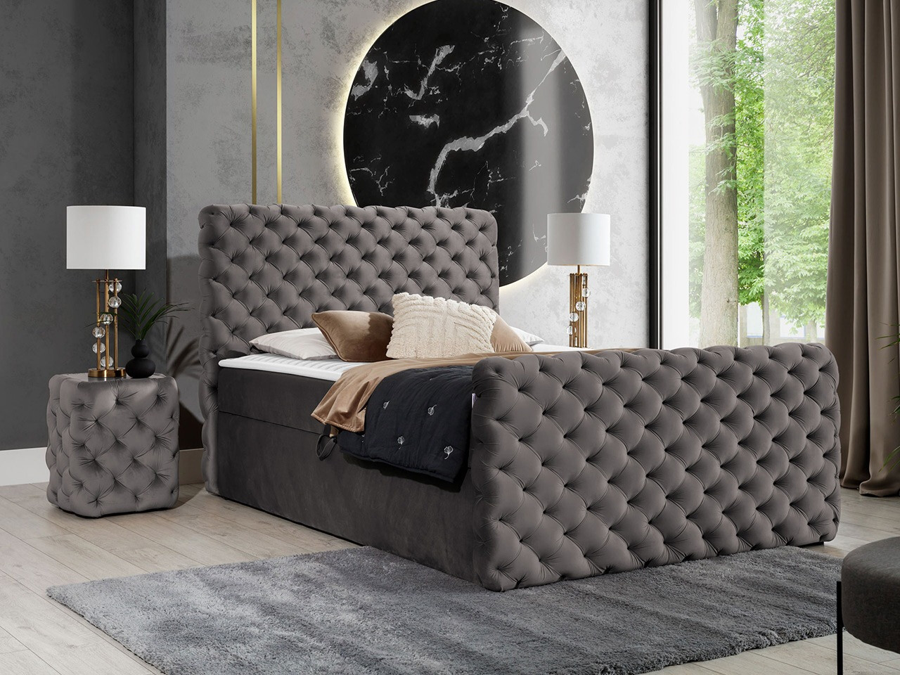 Boxspring postelja Lac I (Velluto 17)