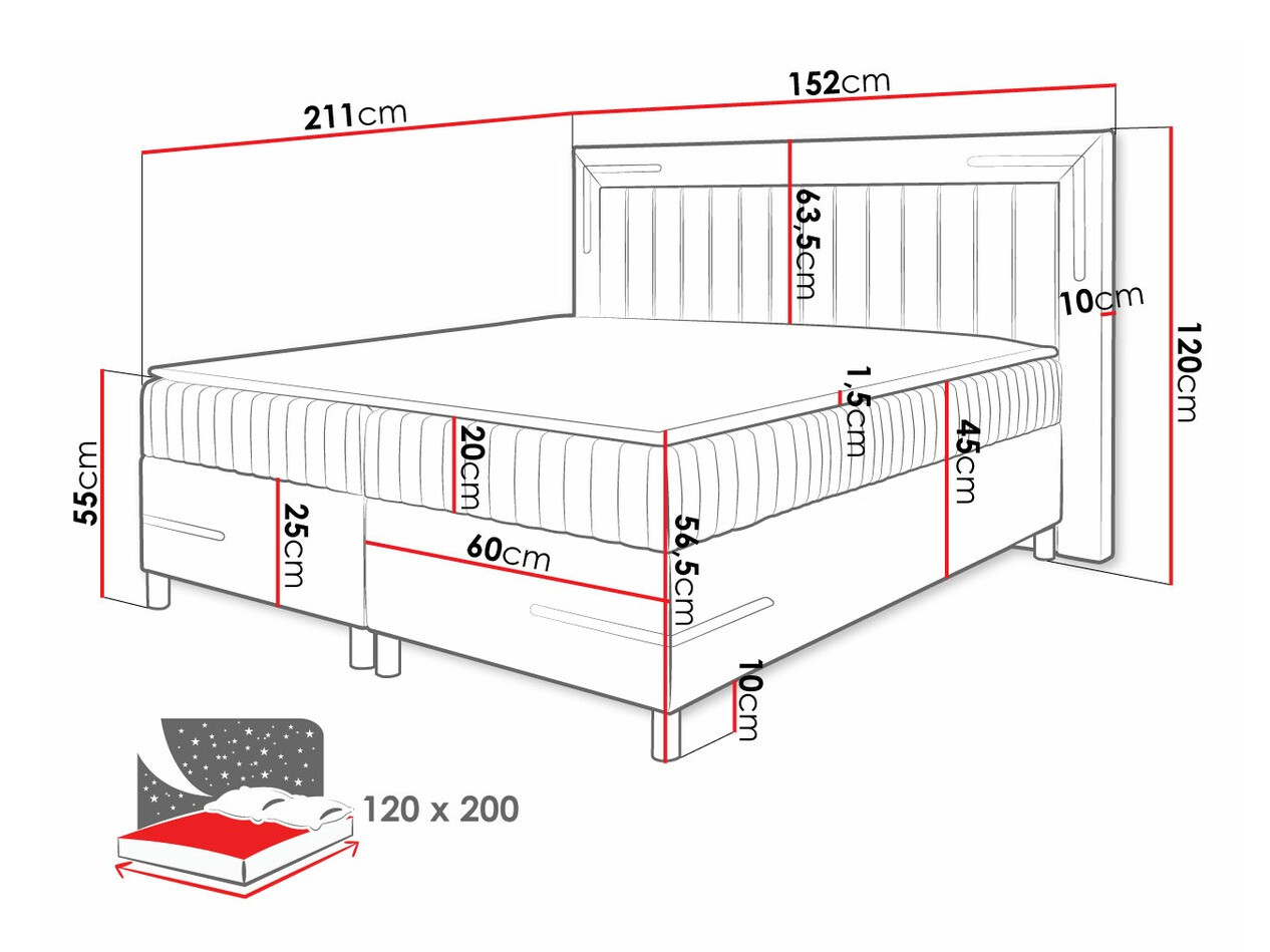 Boxspring postelja Baltimore 188 (Fresh 11)