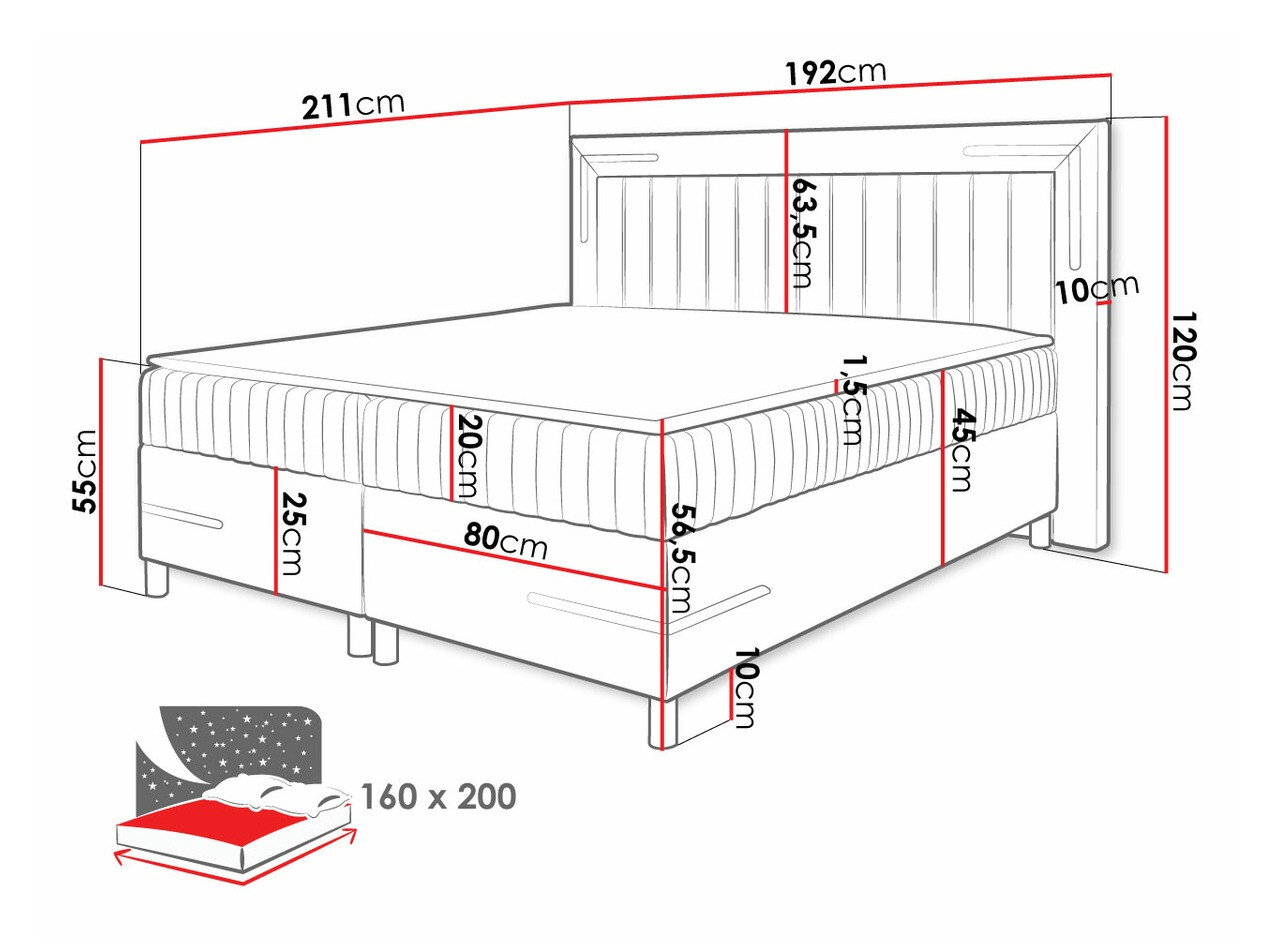 Boxspring postelja Baltimore 188 (Fresh 11)