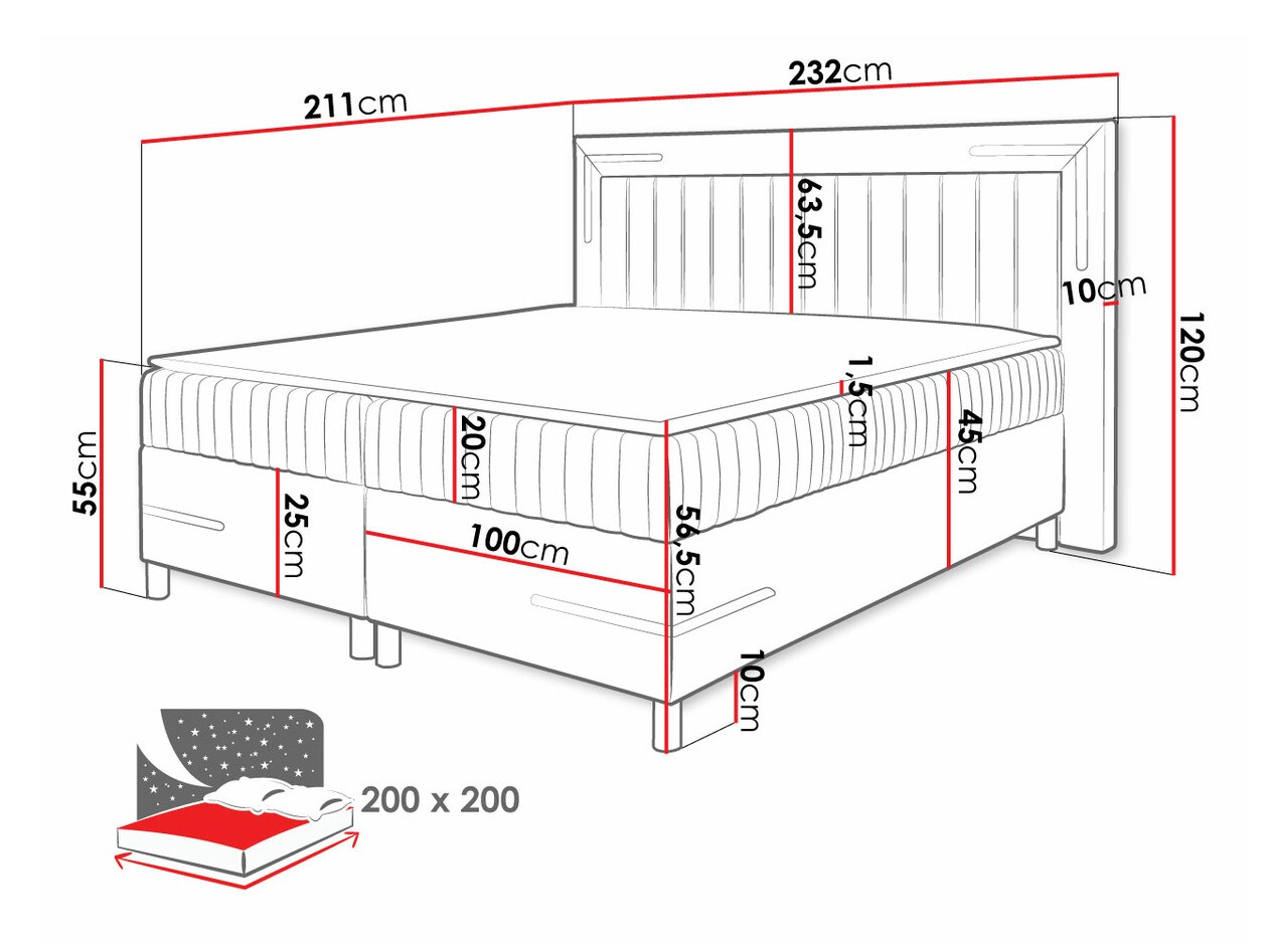 Boxspring postelja Baltimore 188 (Fresh 13)