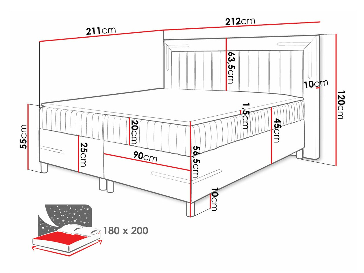 Boxspring postelja Baltimore 188 (Fresh 1)