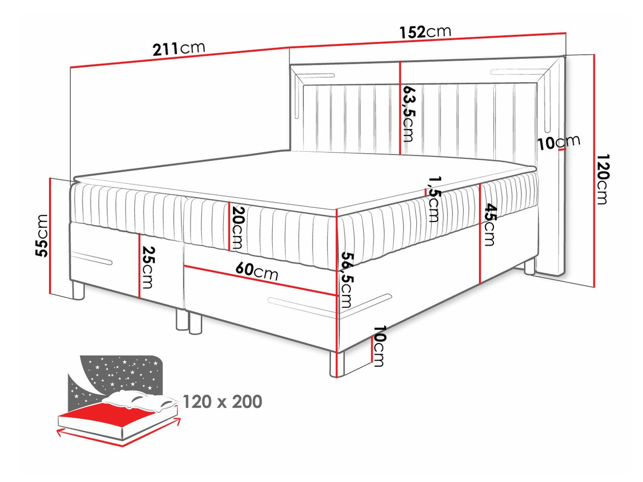 Boxspring postelja Baltimore 188 (Fresh 37)