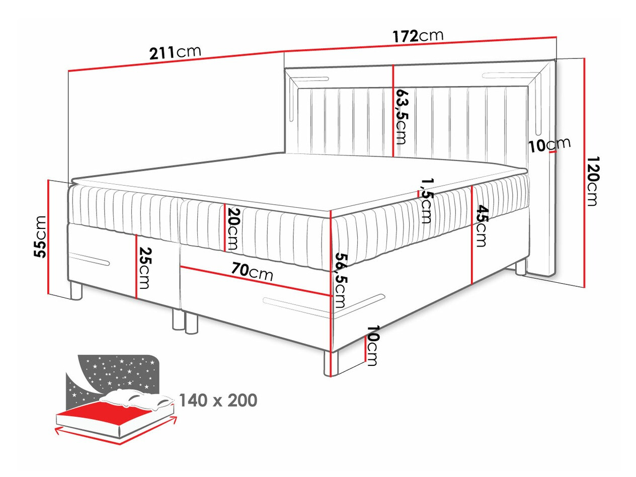 Boxspring postelja Baltimore 188 (Fresh 37)