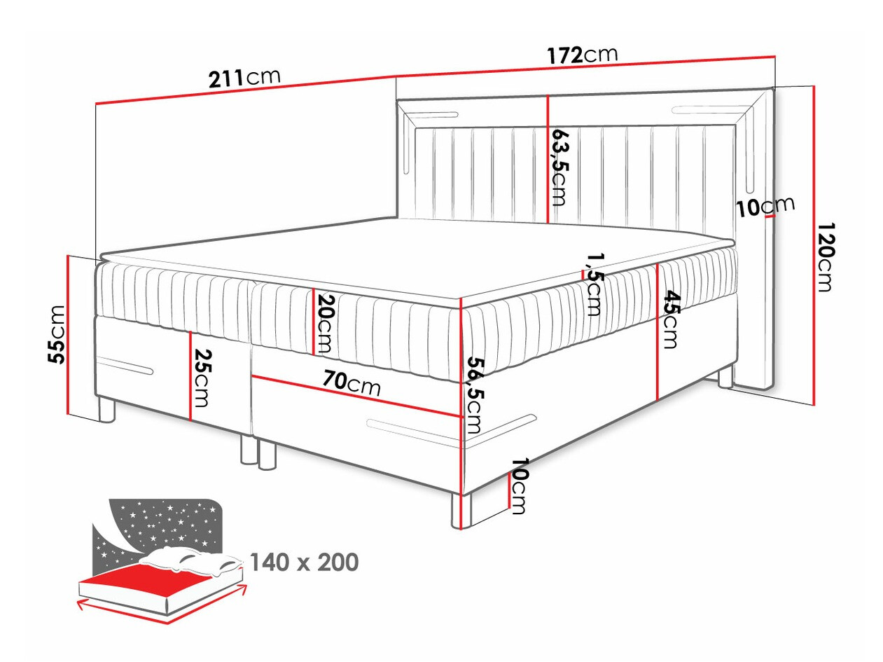 Boxspring postelja Baltimore 188 (Fresh 4)