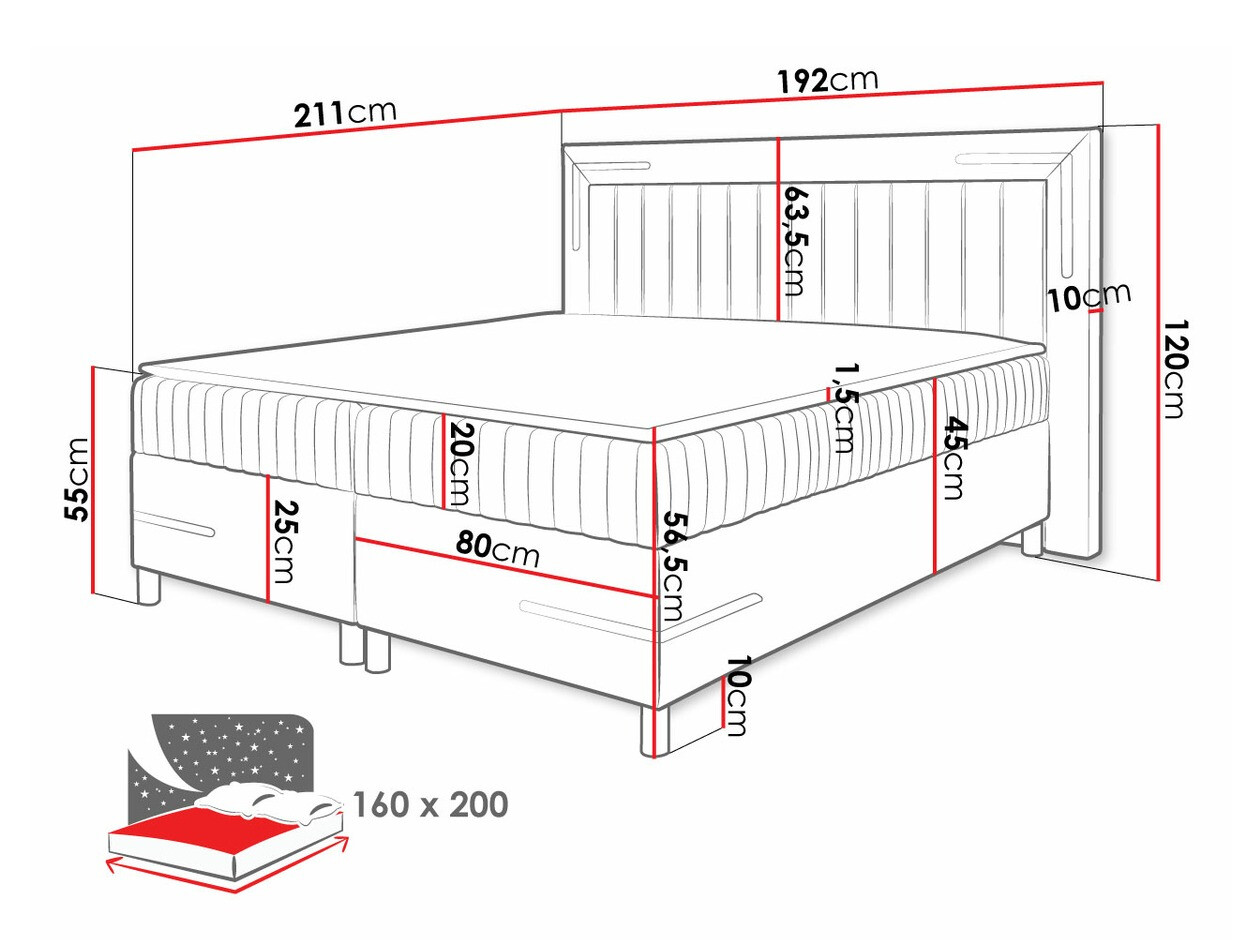 Boxspring postelja Baltimore 188 (Fresh 4)