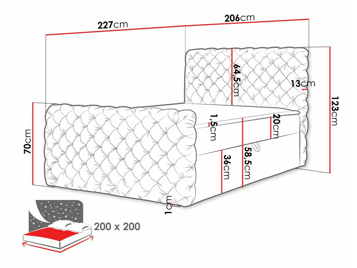 Boxspring postelja Lac I (Velluto 17)